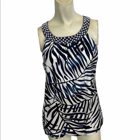 Vineyard Vines Silk Beaded Sleeveless Top 4 - Picture 1 of 5